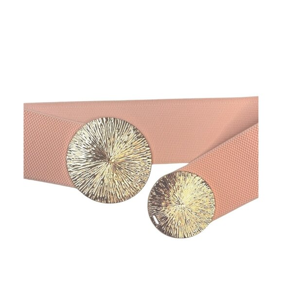 2/$30 NEW Elastic Wide Corset Pink Waist Belt Metallic Snap Buckle - Picture 6 of 12